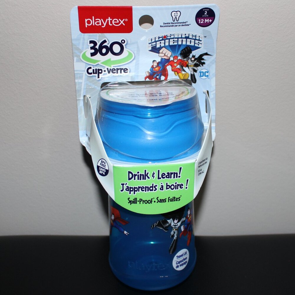 FREE WITH ANY BUY❤️Playtex 360° spoutless cup travel lid 10oz Superman Batman
